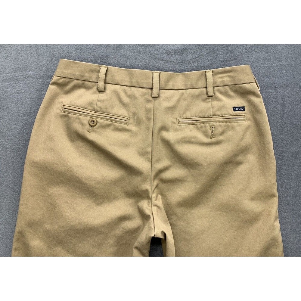 IZOD American Chino Pants Mens 32X32 Khaki Straight Fit Flat Front Pockets - Picture 11 of 16